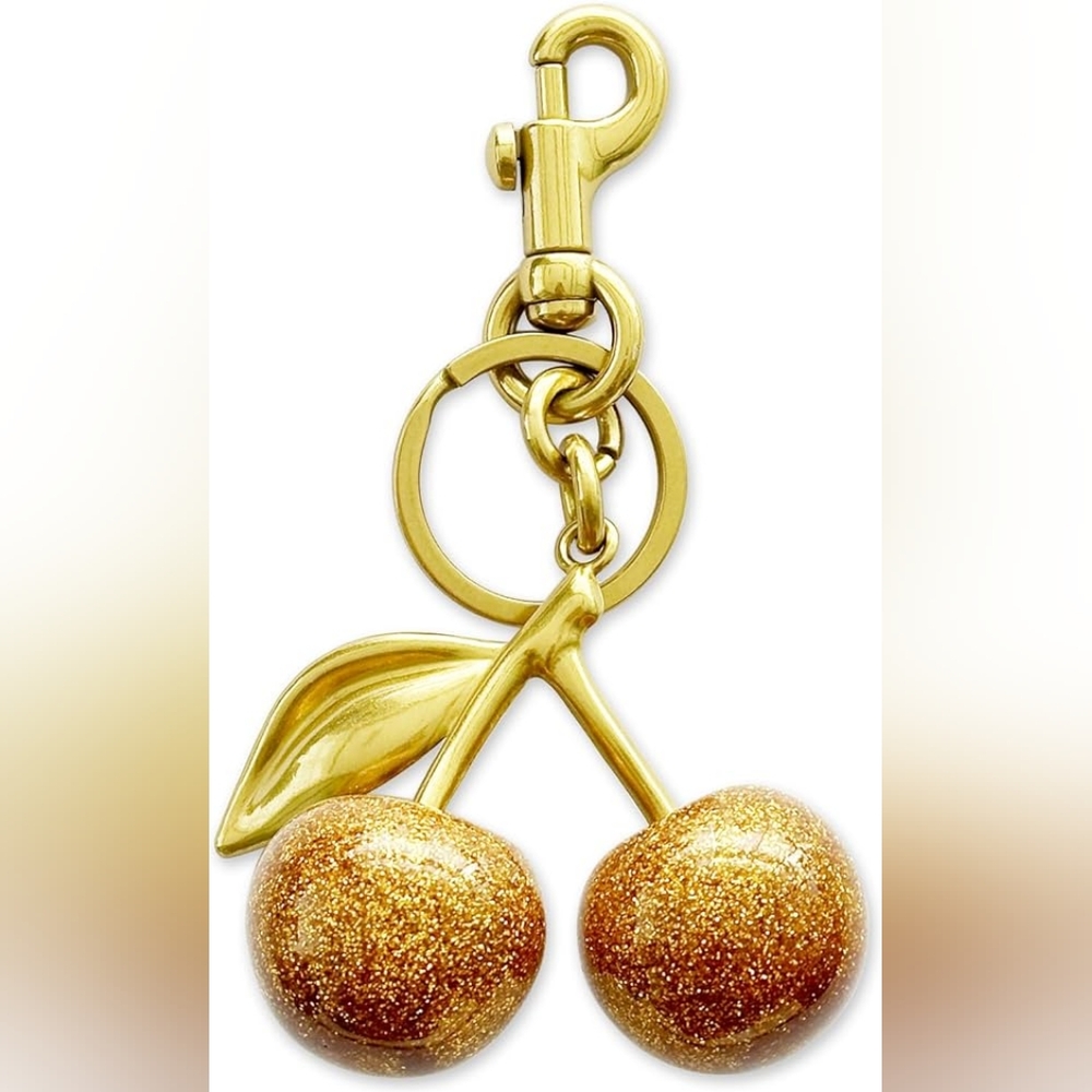 Gold Cherry Keychain